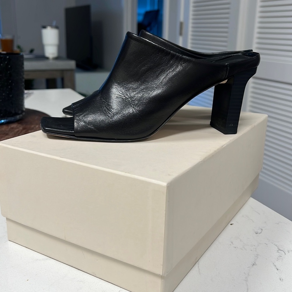 Black leather heels
